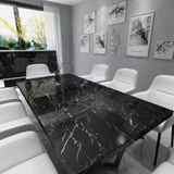 Black Marble Kitchen Sheet – White Vein Design (6.5 ft × 2 ft | 2 Meter Roll) - Avira Official Store