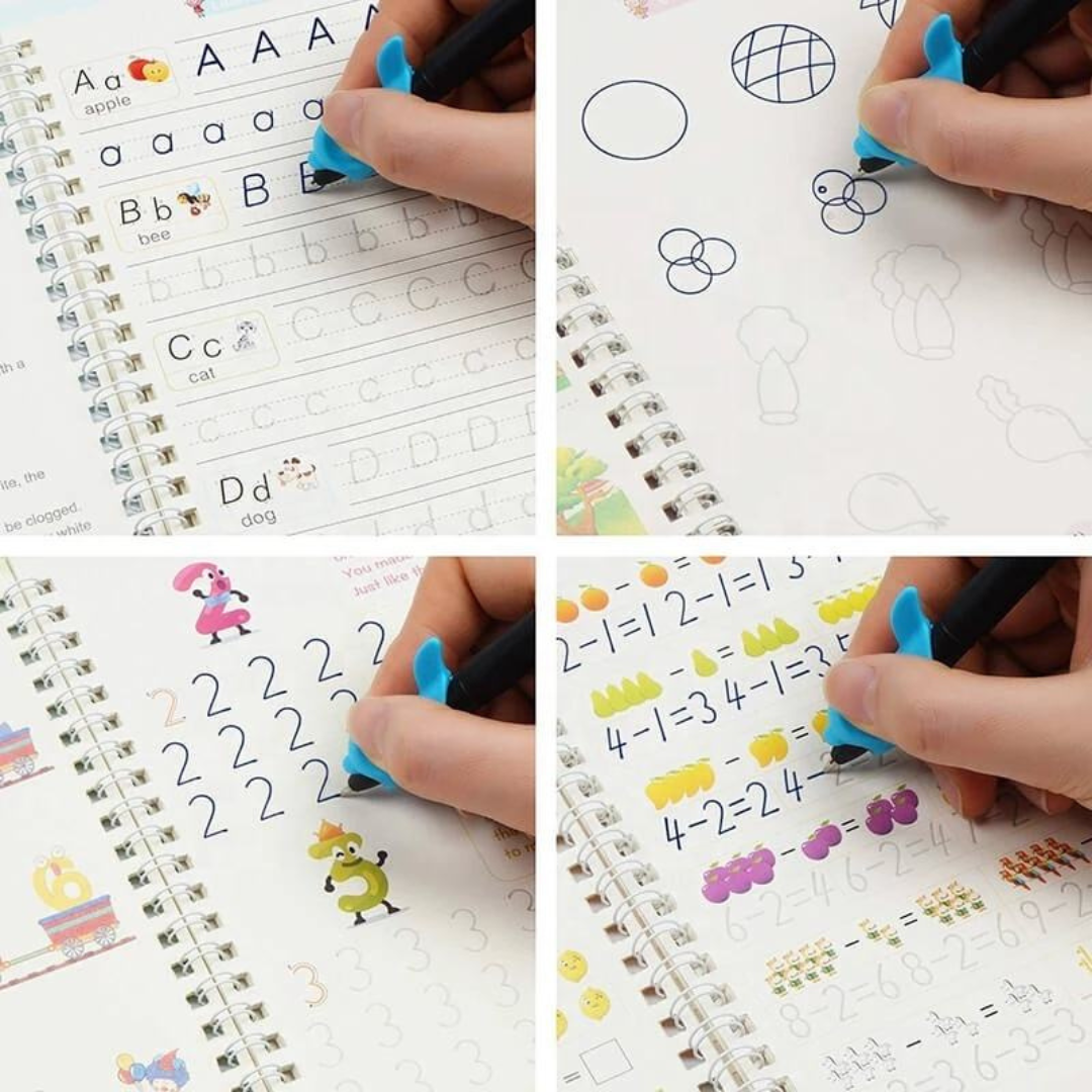 Sank Magic Practice Copy book (4 Books + Magic Pen & 10 Ink Refills) - Avira Official Store 