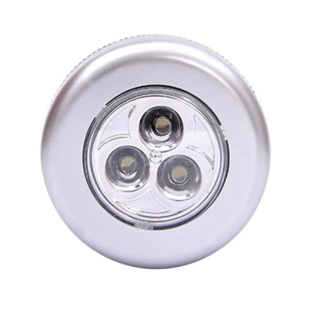 Three Avira LED battery-powered tap push lights in black, designed for under-cabinet or closet illumination with easy push operation.