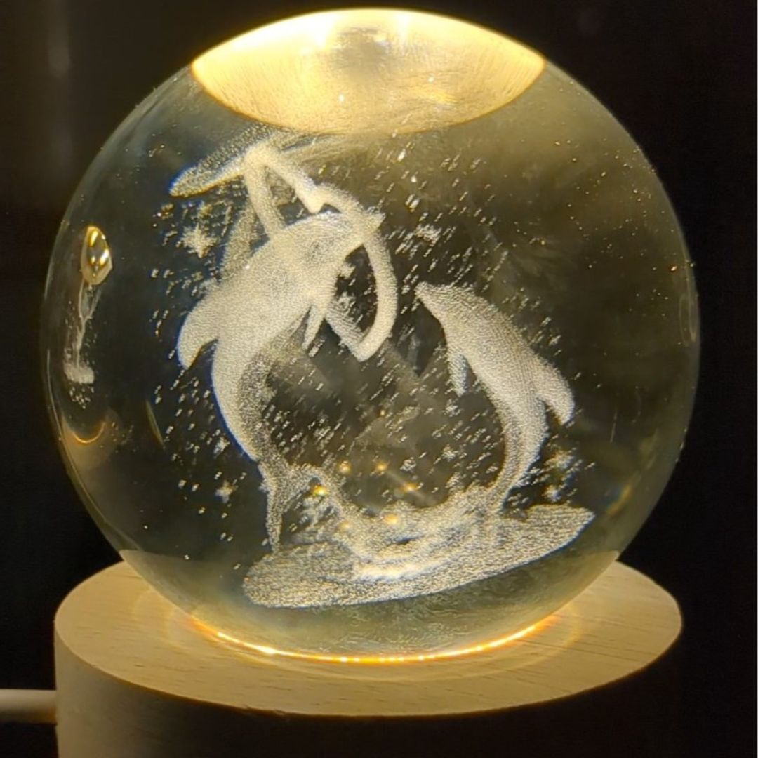 3D Crystal Ball LED Lamp - Dolphin - Avira Official Store 